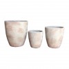 Set de 3 Cache-pots en Résine fibrée - décor " oblique strieé " - Beige - "Spécial exterieur"