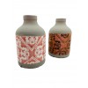 Vase bouteille en ciment émaillé - décor faïence - Mix 2 couleurs (rose pâle / saumon) - PM