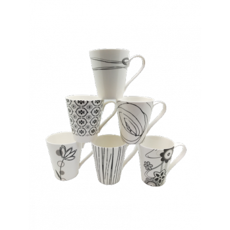 Mugs en céramique - 280 ml - Mix 6 décors
