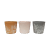 Cache-pot évasé - décor "Liane"-  Mix 3 couleurs (terracotta/gris/rose) - MM