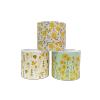 Cache pot rond  - Collection " Fleur jaune " - Mix 3 décors - MM