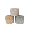 Cache-pot cylindre- décor "Bulle"-  Mix 3 couleurs (terracotta/gris/rose) - GM