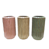 Cache-pot Haut cylindre décors " Linéaire" - Mix 3 couleurs(rose/bleuté/crème) -PM