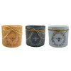 Cache pot rond en ciment - Collection " Nid d'abeille" - Mix 3 couleurs (terracotta/gris/blanc) - GM