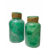 Vase Bouteille en verre vert fumé avec finition cordage - PM
