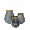 NOUVEAUTÉ: Vase goutte d'eau en verre gris fumé avec finition cordage - PM