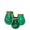 NOUVEAUTÉ: Vase goutte d'eau en verre vert fumé avec finition cordage - PM