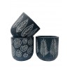 NOUVEAUTÉ: Cache-pot cylindre en ciment - Mix 3 décors (feuillages et spirales) - noir/blanc - GM