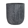 NOUVEAUTÉ : Cache-pot cylindre "Haut" en ciment gris Anthracite "Sculpté" - GM