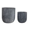NOUVEAUTÉ : Cache-pot cylindre "Haut" en ciment gris Anthracite "Sculpté" - PM