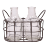 NOUVEAUTÉ : Cagette en métal gris et ses 2 petites bouteilles en verre