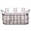 NOUVEAUTÉ : Cagette en métal gris et ses 3 petites bouteilles en verre