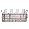 NOUVEAUTÉ : Cagette en métal gris et ses 4 petites bouteilles en verre