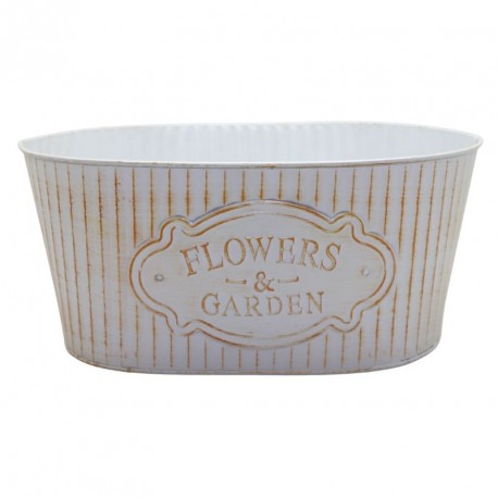 NOUVEAUTÉ: Jardinière ovale "Flowers & Garden" blanc/rouille PM