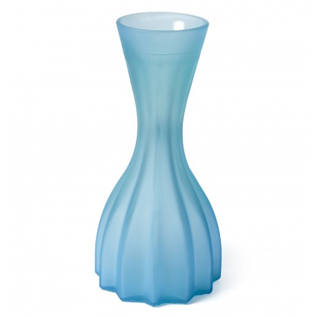 Vase en verre satiné bleu