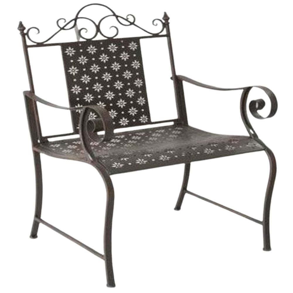 Chaise de jardin en métal marron L.61 x l.55 x Ht.96 cm Chaise de jardin en métal marron L.61 x l.55 x Ht.96 cm