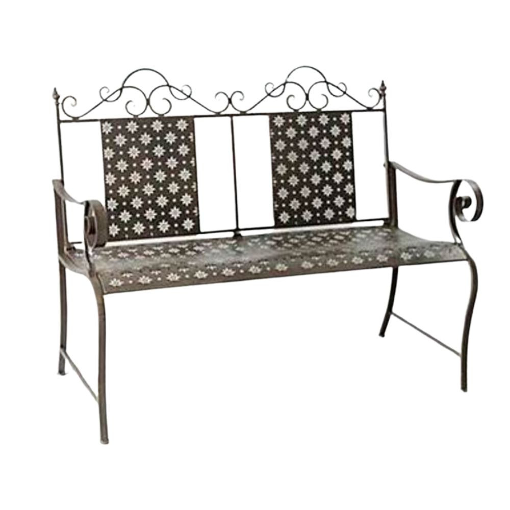 Banc 2 places de jardin en métal marron L.116 x l.54 x Ht.96 cm Banc 2 places de jardin en métal marron L.116 x l.54 x Ht.96 cm